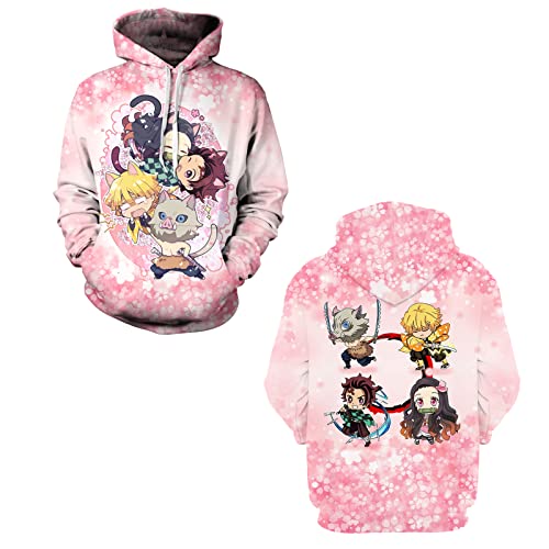 Demon Slayer Pink Chibi Tanjiro Team Hoodie